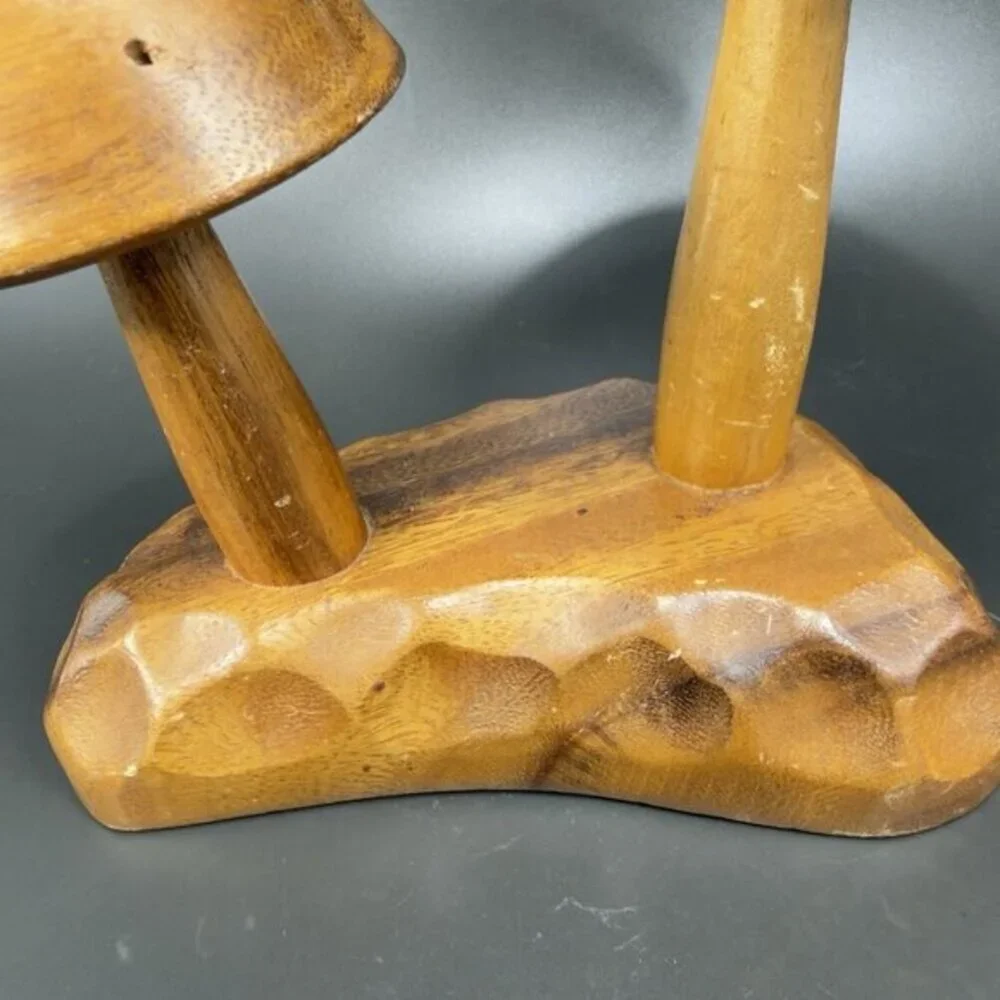 Vintage Monkey Pod Wood Large Wooden Mushroom Figurine‎ Decorative Hand Crafted
